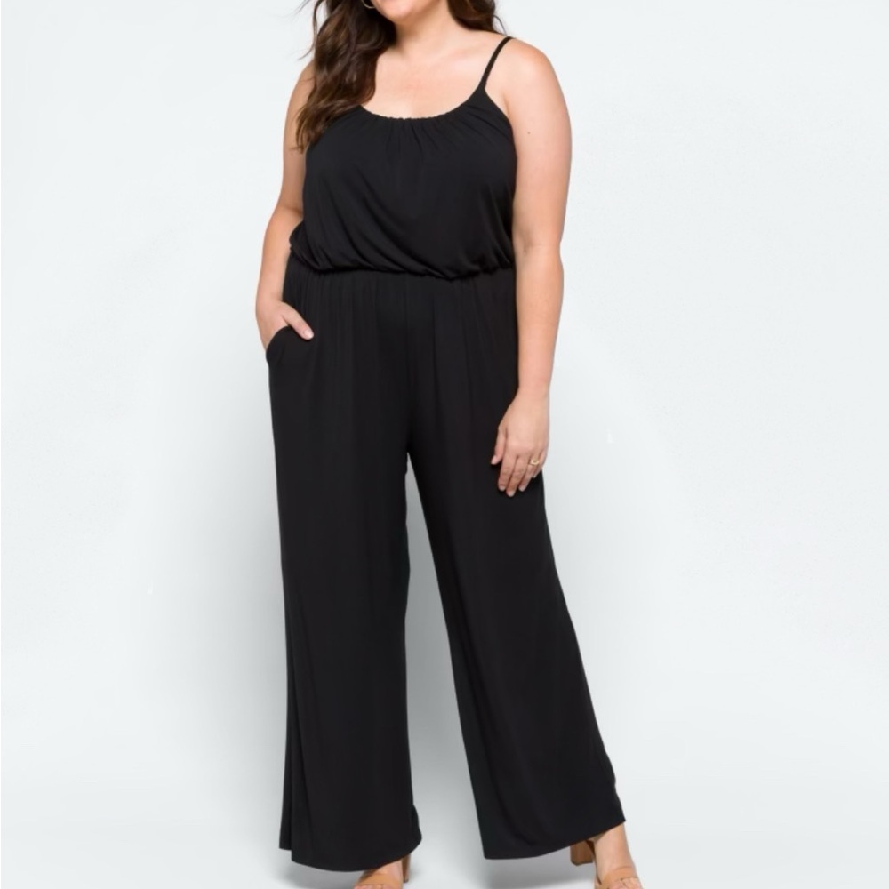 StitchFix Kaileigh Adalia Knit Black Sleeveless Jumpsuit, Size XXL